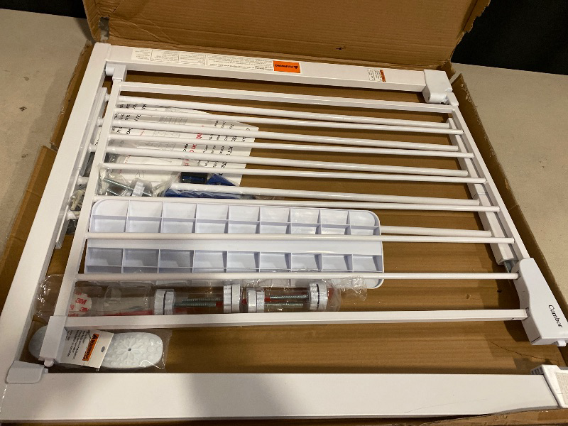 Photo 1 of Cumbor 29.7-48" Baby Gate for Stairs, Mom's Choice Awards Winner-Dog Gates for Doorways, Auto Close Safety Pet Gate for Dogs Indoor, Easy Install Pressure Mounted Child Gate with Walk Thru Door, White