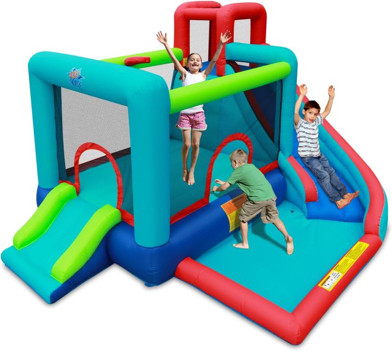 Photo 1 of Action Air Bounce House - Inflatable Bouncing House with Blower for Indoor & Outdoor - Jump Bouncy Castle with Slide - Big Bouncy Area, Love for Kids