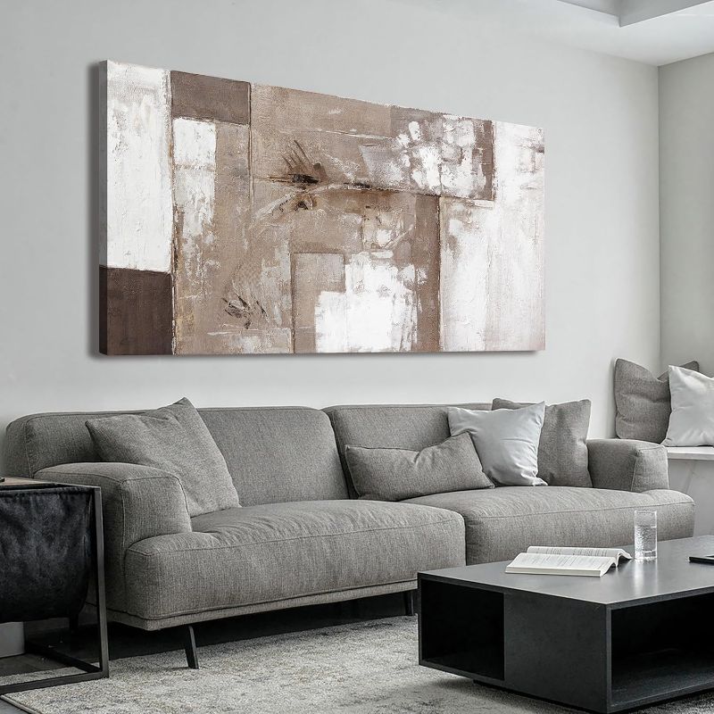 Photo 1 of Abstract Wall Art Ready To Hang Canvas Art Wall Decor Modern Fantasy Paintings Brown Grey And White Wall Art Prints Canvas Painting For Bathroom Wall Decor Bedroom Office Decoration 20"X40"