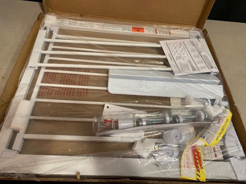 Photo 1 of Cumbor 29.7-40.6" Baby Gate for Stairs, Mom's Choice Awards Winner-Dog Gate for Doorways, Pressure Mounted Auto-Close Pet Gates for Dogs Indoor, Safety Child Gate with Easy Walk Thru Door, White