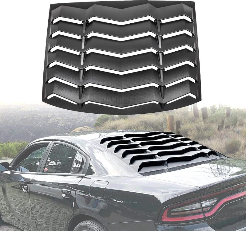 Photo 1 of LE-JX Matte Black Rear Window Louver Cover, Lambo Style Custom Fit All Weather ABS Compatible with 2011-2023 Dodge Charger SXT/GT/RT/RT Scat Pack/Scat Pack Widebody/SRT Hellcat Widebody