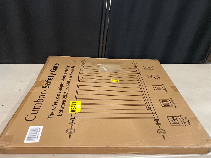 Photo 1 of Cumbor 29.7-40.6" Baby Gate for Stairs, Mom's Choice Awards Winner-Dog Gate for Doorways, Pressure Mounted Auto-Close Pet Gates for Dogs Indoor, Safety Child Gate with Easy Walk Thru Door, White