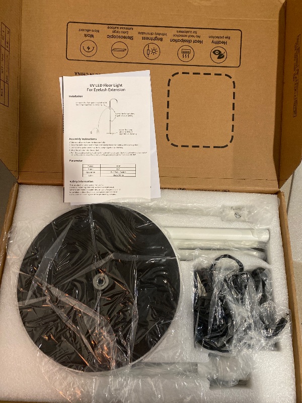 Photo 1 of 12W UV Lash Light with Foot Pedal, Lash Lamp for Eyelash Extension Grafting Eyebrow Beauty Salon, Lash floor Lamp for Eyelash Tech, Rapid Dry in 2 Seconds, Adjustable Angle and Light Spot Size, White