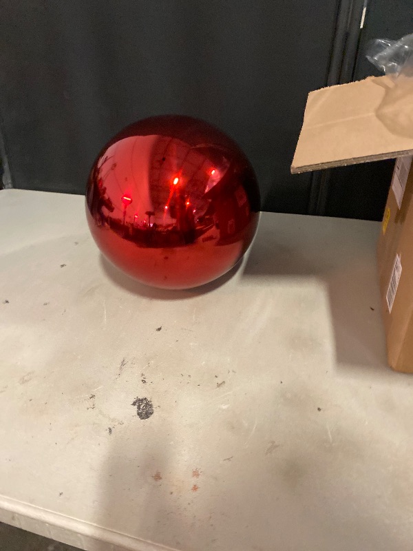 Photo 1 of 12 Inch Stainless Steel Gazing Globe,v2croft Hollow Ball Mirrored Surface Polished Shiny Sphere,Garden Stainless Steel Gazing Ball for Outdoor Lawn Pond Yard Ornament(red)
