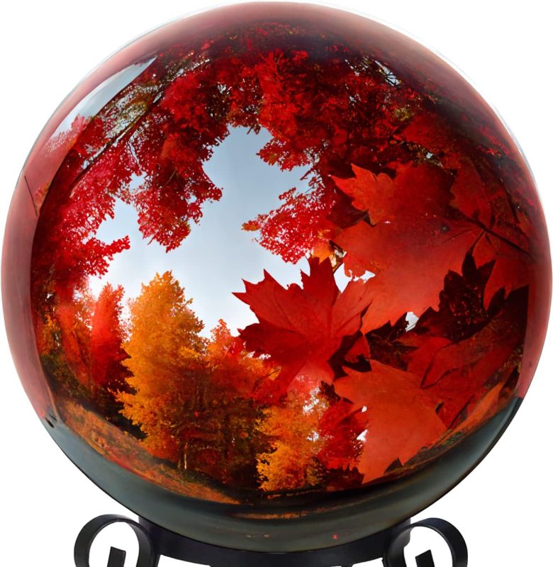 Photo 1 of 12 Inch Stainless Steel Gazing Globe,v2croft Hollow Ball Mirrored Surface Polished Shiny Sphere,Garden Stainless Steel Gazing Ball for Outdoor Lawn Pond Yard Ornament(red)