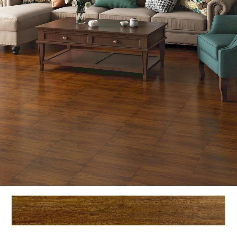 Photo 1 of Decotalk Peel and Stick Wood Flooring Vinyl Wood Flooring 6x36 Inch Woods Flooring Planks 18-Pack Laminate Woods Floor for Bathroom Bedroom Rv Waterproof Floor Tiles
