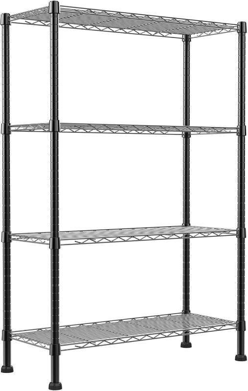 Photo 1 of 4-Wire Shelving Metal Storage Rack Adjustable Shelves,Standing Storage Shelf Units for Laundry Bathroom Kitchen Pantry Closet(Black,14.1" D x 30" W x 54" H)