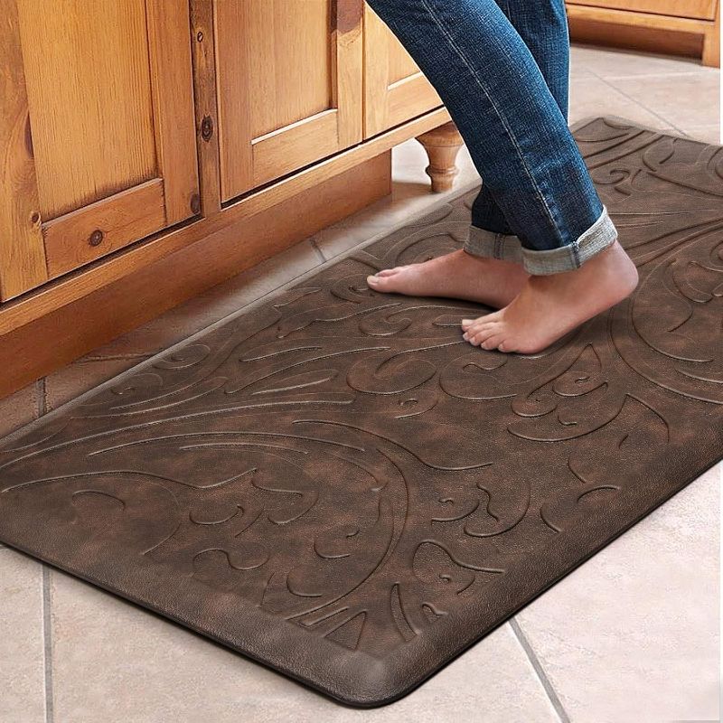 Photo 1 of 2 Pack Kitchen Mat Cushioned Anti-Fatigue Floor Mat Waterproof Non-Slip Standing Mat Ergonomic Comfort Floor Mat Rug for Home,Office,Sink,Laundry,Desk 39"(L) x 20"(W),Brown