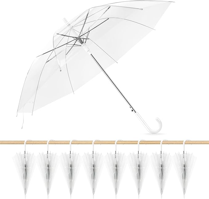 Photo 1 of Clear Wedding Umbrellas Bulk, High-Visibility Transparent Rain Umbrella, Firm and Durable, Easy Operation, Large Clear Umbrella for Wedding Bride Groom Photography Golf Outdoor