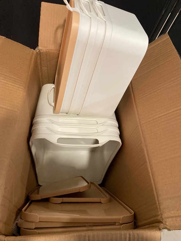 Photo 1 of 12PCS Plastic Storage Bins Containers with Lids, Large White Storage Organization Bins Boxes, Lidded Plastic Storage Baskets for Closet Shelves Drawers Desktop Home Office