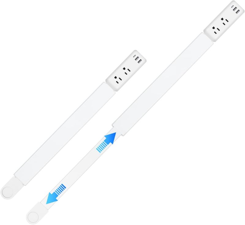 Photo 1 of Electrical Outlet Extender Long Stick with USB-A&USB-C&2 AC Outlets,Telescopic Plug Extends 22"-34",180° Rotating & Extendable for Hard-to-Reach Outlets Behind Couch,Bed,Nightstand,Desk