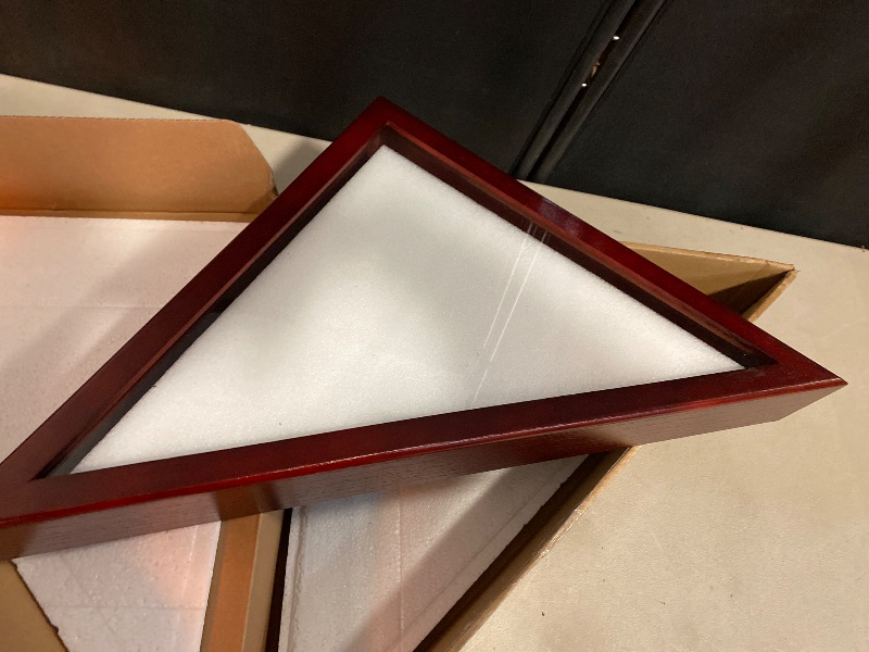 Photo 1 of Americanflat Large Flag Display Case - Fits Folded 5x9.5' Burial Flags - Silhouette Collection - Display Box for Wall or Tabletop - Mahogany