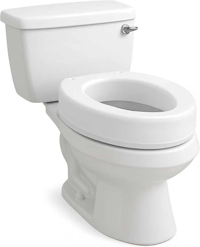 Photo 1 of Carex Toilet Seat Riser, Elongated Raised Toilet Seat Adds 3.5 inches to Toilet Height, for Assistance Bending or Sitting, 300 Pound Weight Capacity Toilet Riser