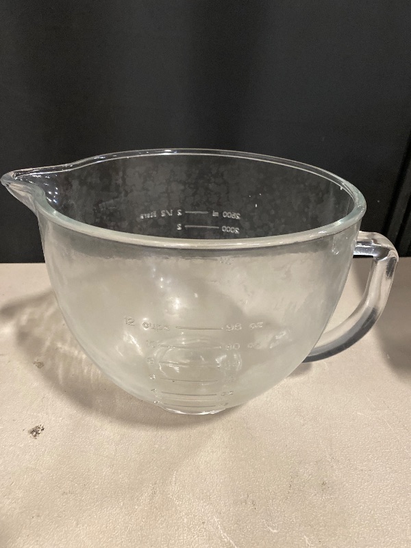 Photo 1 of Glass Mixing Bowl Compatible with Kitchenaid 4.5 and 5 Quart Tilt-Head Stand Mixers, 5 Quart Glass Mixer Bowl with Handle and Pour Spout