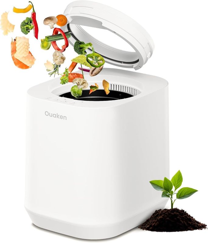 Photo 1 of 4L Electric Composter for Kitchen, Smart Countertop Compost Bin, Odorless | Low Noise | Auto-Cleaning | Turn Food Waste into Fertilizer, Indoor Food Waste Compost Machine, White