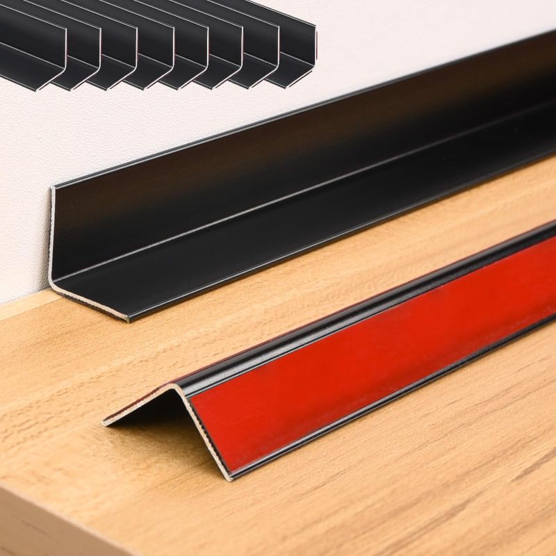 Photo 1 of 8Pack 48 Decorative Metal Inside Corner Trim, Aluminum Peel and Stick Molding Trim for Walls, Baseboard, Ceiling, Backsplash Panel, Kitchen, Toilets, Bathroom, Tiles (48in×0.8in×0.8in,Black)
