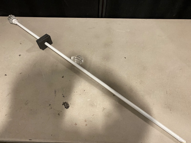 Photo 1 of Crystal Ball 1" Curtain Rod and Coordinating Finial Set, Matte Silver, Adjustable 66"-120"