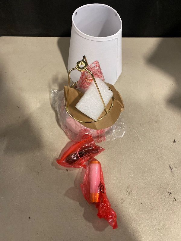 Photo 1 of 14''H Cordless LED Table Lamp with Dimmer, Ceramic Bedside Table Lamp, Rechargeable & 3-Level Brightness, Ceramic Base, Detachable Bulb, Linen Shade, Desk lamp for Cozy Teens Room Decor (Pink)