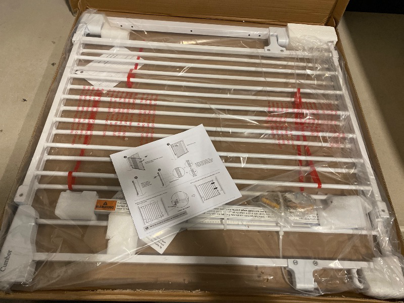 Photo 1 of Cumbor 29.2–43" Baby Gate for Stairs, Wall-Mounted (Drill Required), Expandable No Bottom Bar Dog Gate, Auto Close Extra Wide Walk Thru, Pet & Toddler Proof Gate, Top & Bottom of Stairways (White)