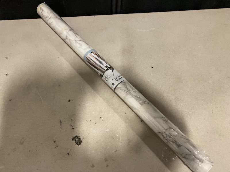 Photo 1 of LACHEERY 23.6"x157" Faux Marble Countertop Peel and Stick Waterproof Grey White Marble Peel and Stick Wallpaper Removable Glossy Vinyl Paper for Countertop Kitchen Cabinets Table Covers