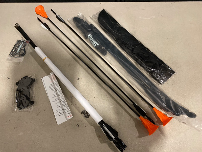 Photo 1 of CrazyMouse Bow and Arrow for Teens Beginners Adults Recurve Bow Set 8 Arrows 5 Target Face Archery Longbow Kit Backyard Games Gift for Outdoor Sports