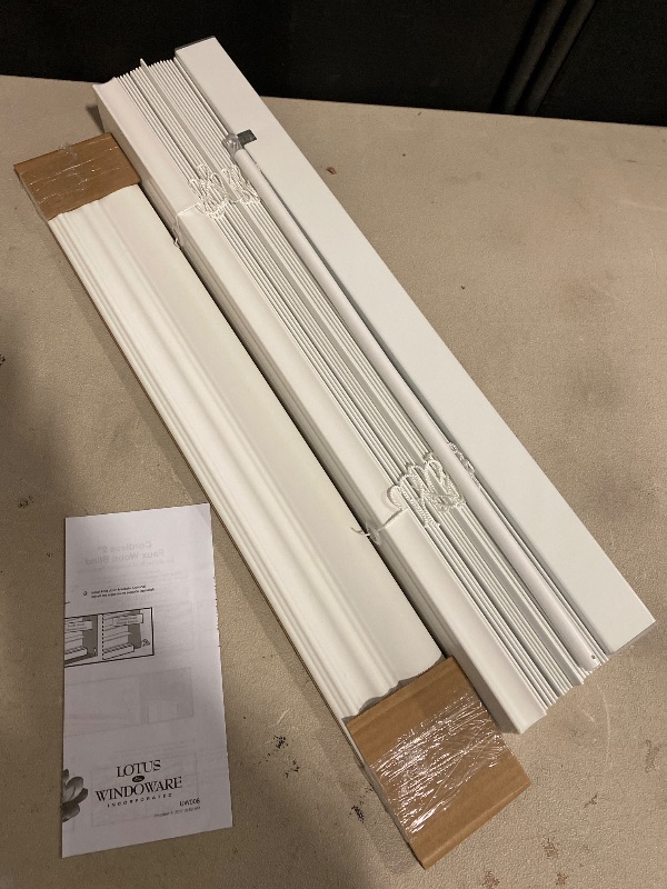 Photo 1 of Lotus & Windoware Cordless, 2 Inch Faux Wood Blind, 24" Wide x 36" Long, Window Blinds, Blinds & Shades, Blinds for Indoor Windows, Embossed, Bright White