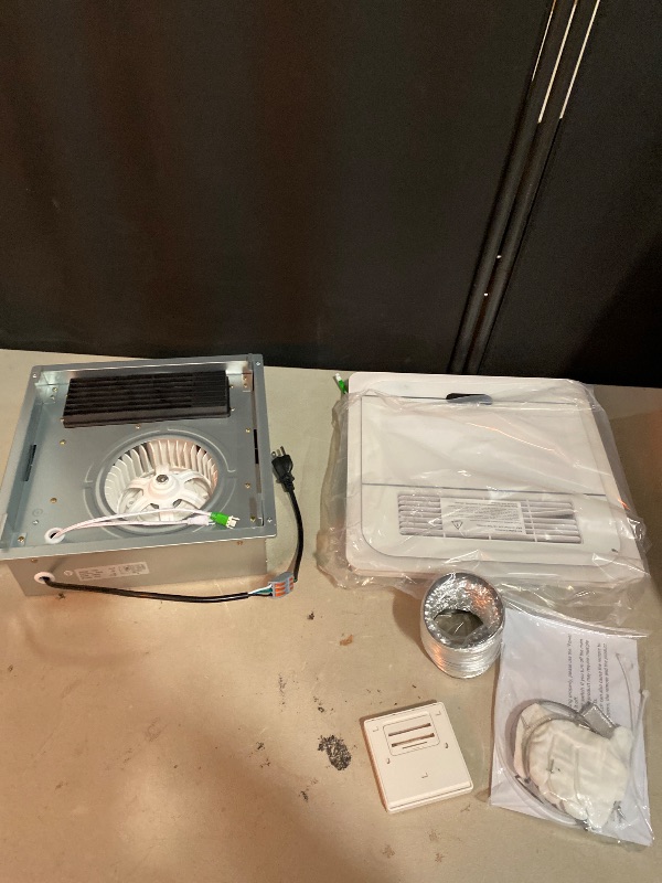 Photo 1 of 13.8 IN Bathroom Exhaust Fan with Light and Heater 1800W, 4 in 1 220 CFM Bathroom Exhaust Fan with Heater, 12W LED Light, Metal Housing 1.0 Sone with Heating, Ventilation, Remote Control