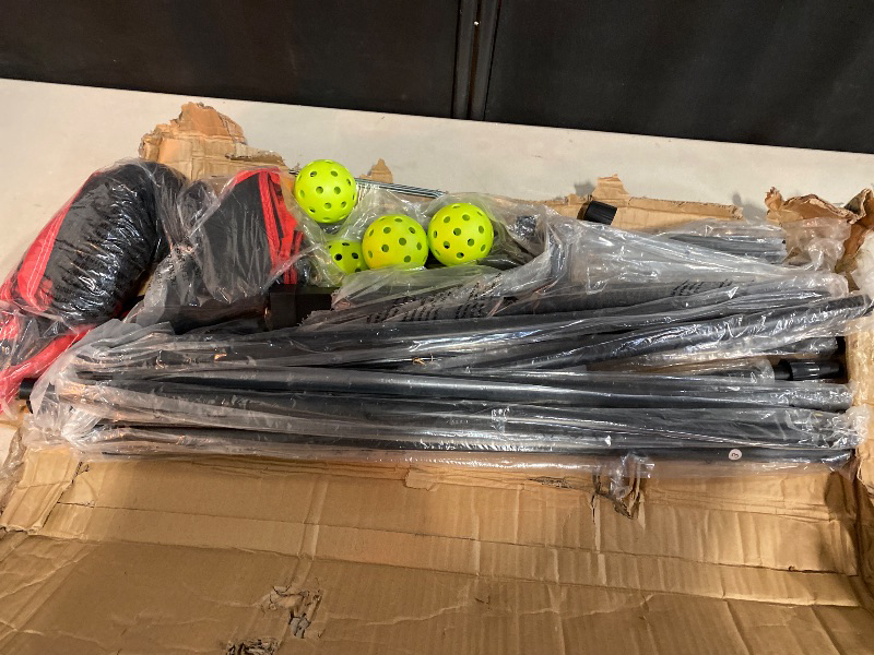 Photo 1 of Badminton Net, Height Adjustable Volleyball Net, Pickleball Net for Junior Tennis, Kids, Indoor Outdoor Court, Foldable Nylon Net with Poles 20ft. Wide