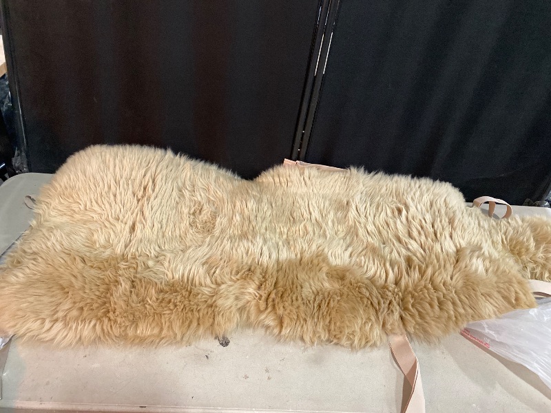 Photo 1 of Fluffy Sheepskin Car Seat Cover-Fuzzy Fur Auto Cushion for Universal Automotive Protector (Linen Color, 1 Pcs Front Seat Cover)