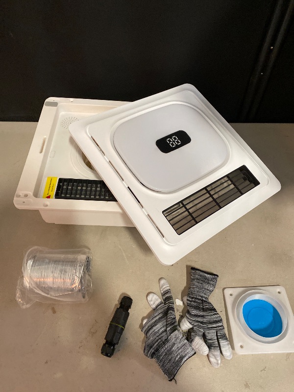 Photo 1 of 13.8 IN Bathroom Exhaust Fan with Light and Heater 1800W, 4 in 1 220 CFM Bathroom Exhaust Fan with Heater, 12W LED Light, Metal Housing 1.0 Sone with Heating, Ventilation, Remote Control