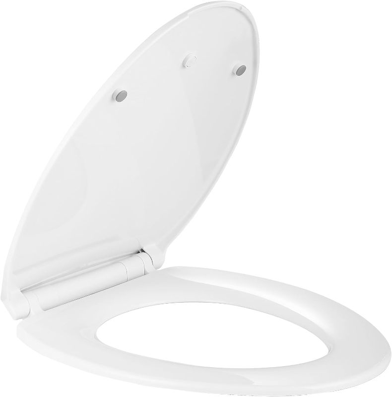 Photo 1 of Elongated Slow Close Toilet Seat, Slip-Resistant, Quick Releasing for Cleaning, Easy to Install, Never Loosen, White