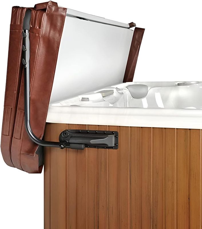 Photo 1 of Spa Cover Lifts - Pivot Top Mount Spa & Hot Tub Cover Lift Removal System Reinforced Brackets with 3 Hook Towel Rack Fits Most Spas & Hot Tubs