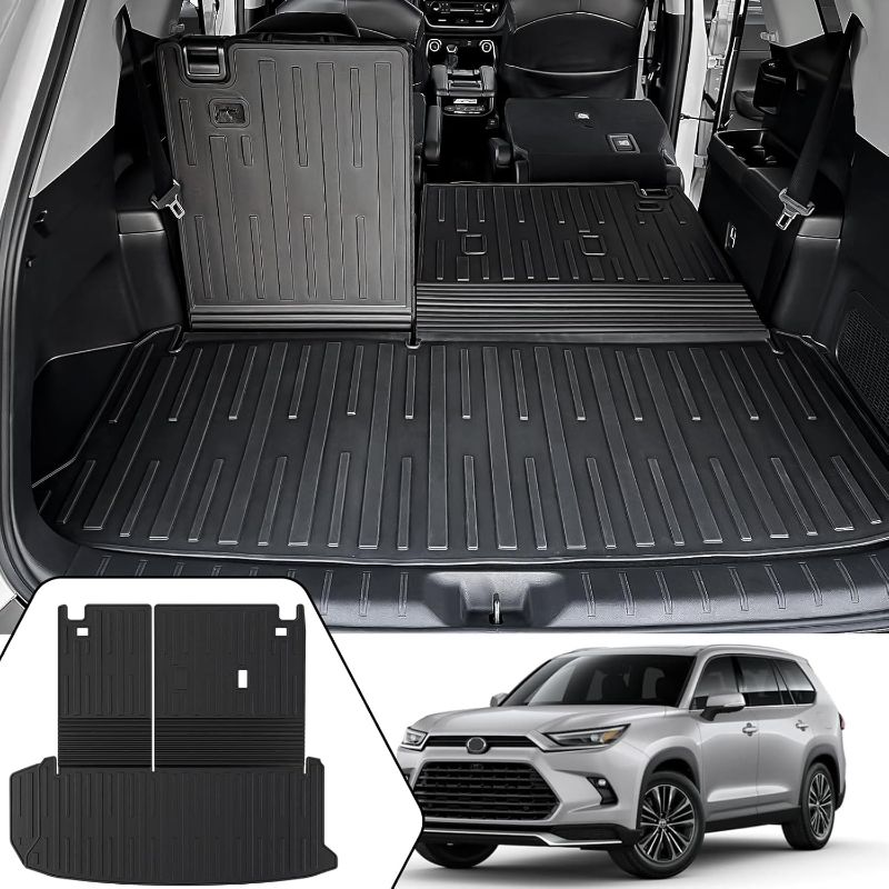 Photo 1 of Cargo Mat with Backrest Mat 2-in-1 for 2024 2025 2026 Toyota Grand Highlander Car Mat Accessories, TPE All Weather Cargo Liner Trunk Mat(Grand Highlander-2 in 1 Trunk Mat)