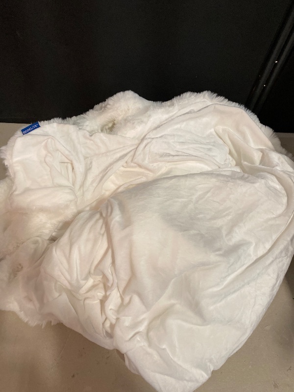 Photo 1 of Mon Chateau 60" x 70" Embrace Foldover Faux Fur Throw, Plush Throw with 6cm Foldover for Couch, Sofa, or Bed, Ultra Soft Blanket for Sleeping or Home Decor, Moonlit Cream
