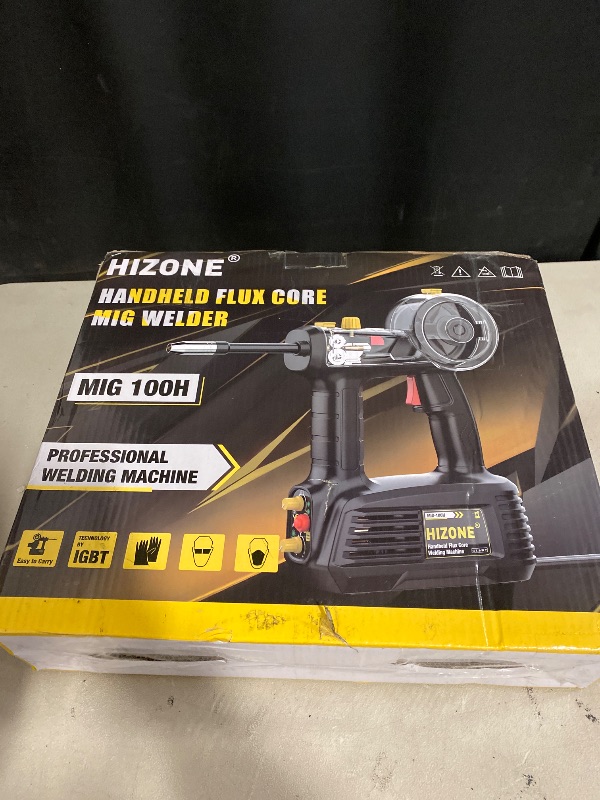 Photo 1 of Hand Held MIG Welder Machine 110V, HIZONE 100A Flux Core Portable Welding Machine, Handheld Gasless Inverter Wire Feed Welding Equipment