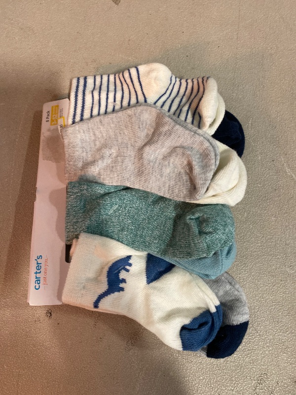 Photo 1 of 3-12M Carter's Just One You Baby Boys' Dino Crew 8pk Socks - Knit, Dinosaur Pattern