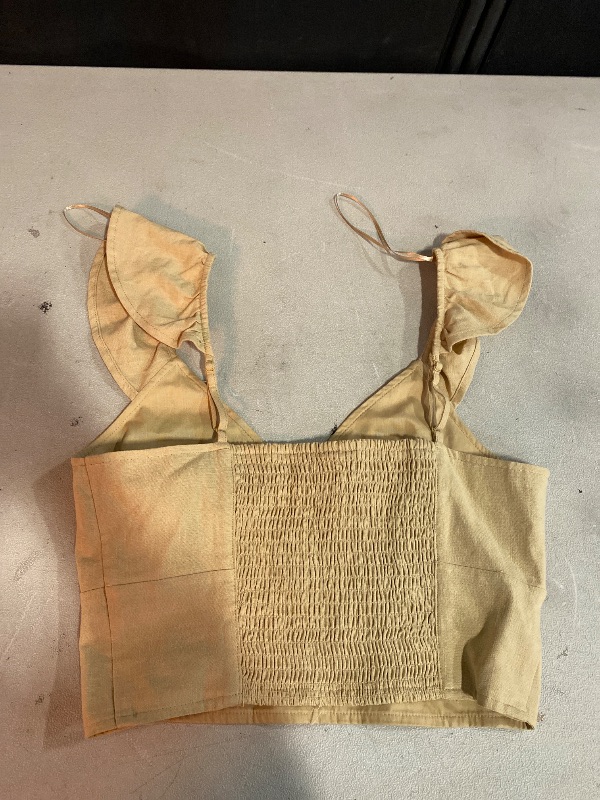 Photo 1 of S Women's Ruffle Sleeve Woven Halter Top Beige- a New Day