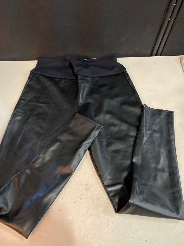 Photo 1 of 1X Spanx Leggings Womens Large Black Faux Leather Assets Pull On Pants Slimming