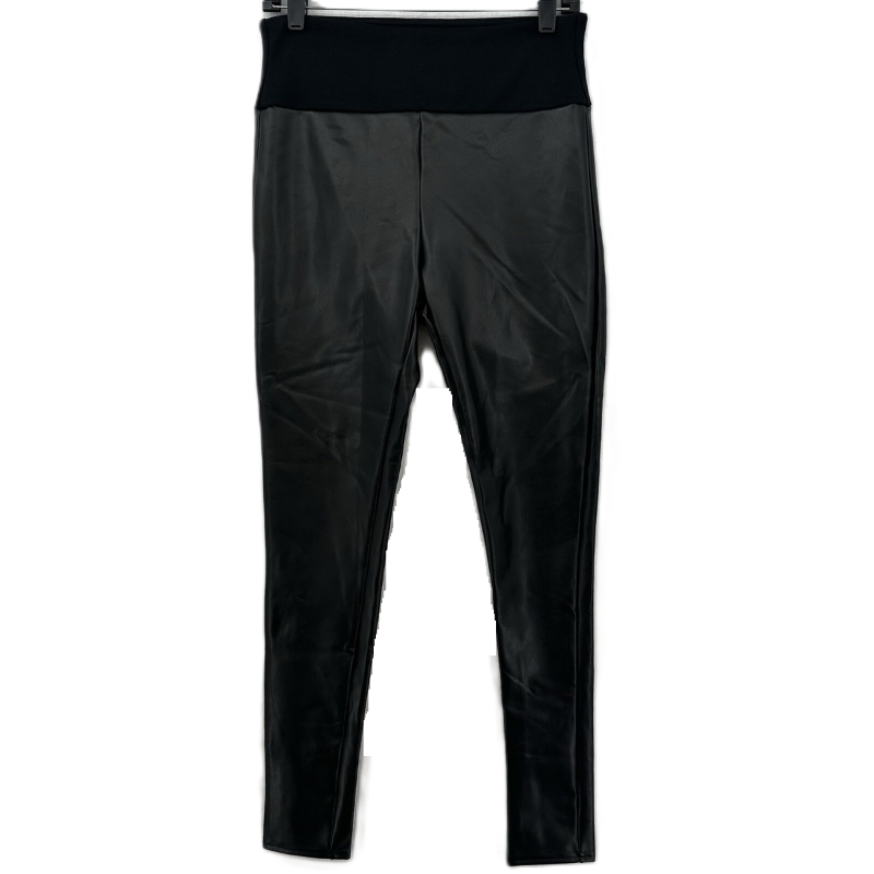 Photo 1 of 1X Spanx Leggings Womens Large Black Faux Leather Assets Pull On Pants Slimming