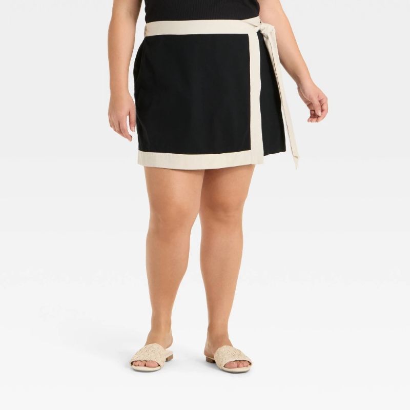 Photo 1 of Black 3X Women's Mini Wrap Skort - Ava & Viv