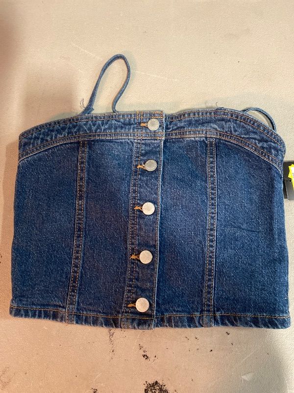 Photo 1 of L 10/12 Girls' Button-Front Denim Tank Top - Art Class Medium Wash 