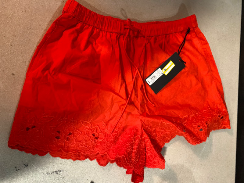 Photo 1 of M Women's High-Rise Eyelet Hem Poplin Pull-On Shorts - Future Collective