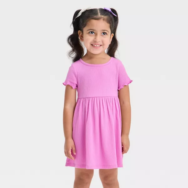 Photo 1 of L 10-12 Girls' Short Sleeve Solid Ribbed Dress - Cat & Jack