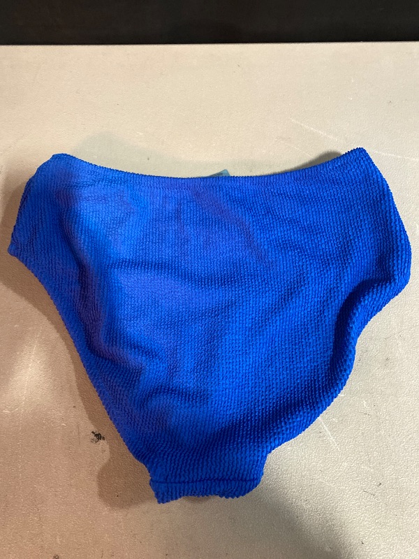 Photo 1 of M Women's Pucker Textured High Waist High Leg Medium Coverage Bikini Bottom - Shade & Shore Cobalt Blue 