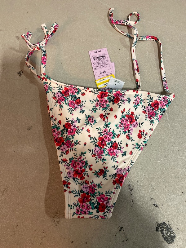 Photo 1 of S 4-6 Women's Low-Rise Ultra High Leg Extra Cheeky Side-Tie Bikini Bottom - Wild Fable Pink/Red Floral Print : Stretch Fabric, Full Lining