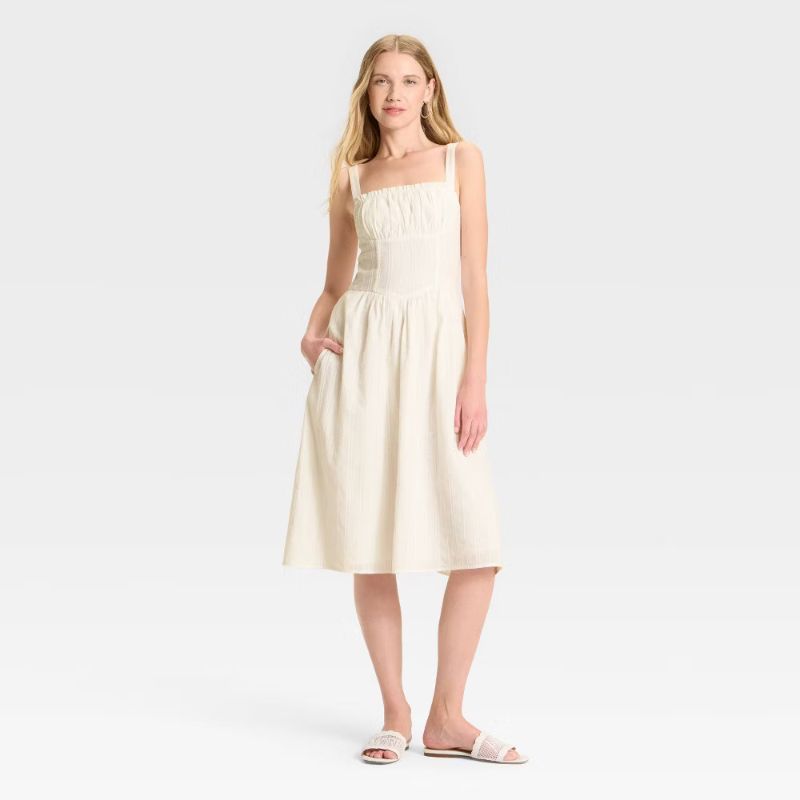 Photo 1 of M Women's Milkmaid Midi A-Line Dress - Wild Fable White 