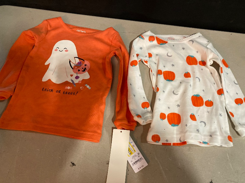 Photo 1 of 12M Carter's Just One You® Toddler Girls' 4pc Cotton Long Sleeve Ghost Halloween Pajama Set - Orange/White/Black