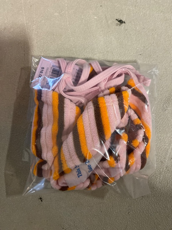 Photo 1 of (S) Women's Terry Cloth Striped Low-Rise High Leg Cheeky Side-Tie Bikini Bottom - Wild Fable™ Orange S: Recycled Polyester, Spandex, Full Lining