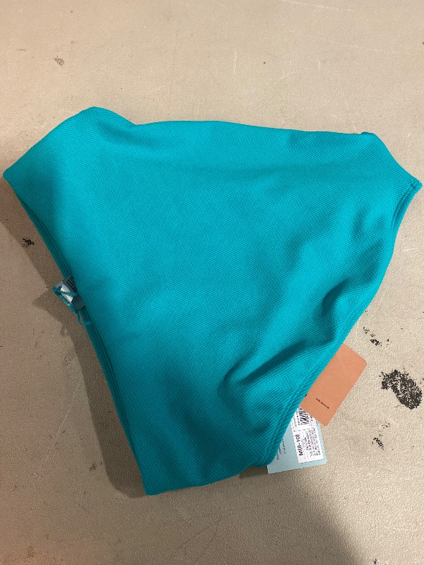 Photo 1 of M Women's Pique High Waist High Leg Medium Coverage Bikini Bottom - Shade & Shore Teal Blue : Recycled Polyester, Spandex, Solid Pattern