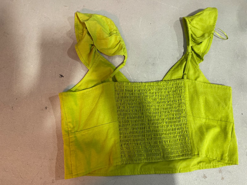 Photo 1 of L Women's Ruffle Sleeve Woven Halter Top - a New Day Lime Green 